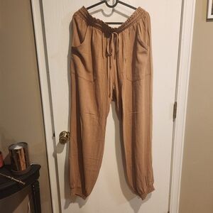 NWT Tan Linen Joggers